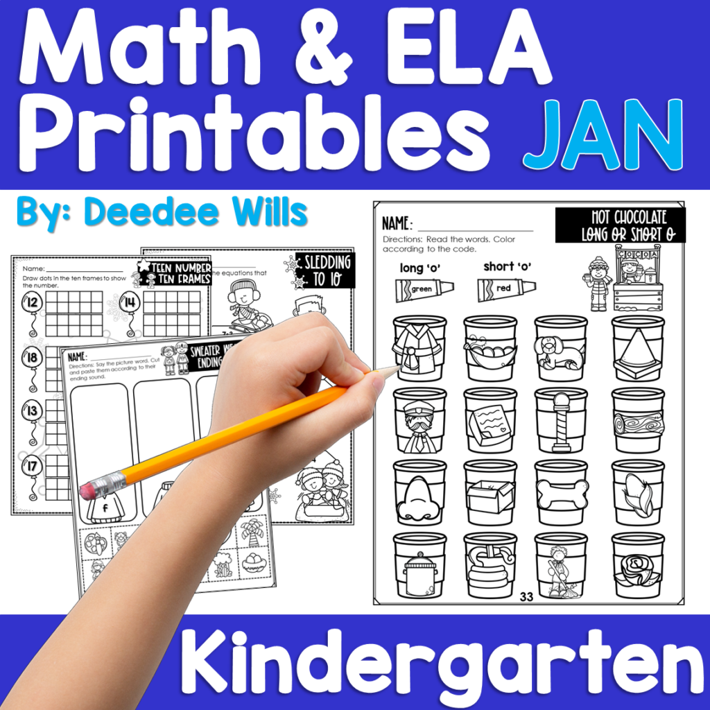 Preview of Kinder Math and ELA Literacy Printables