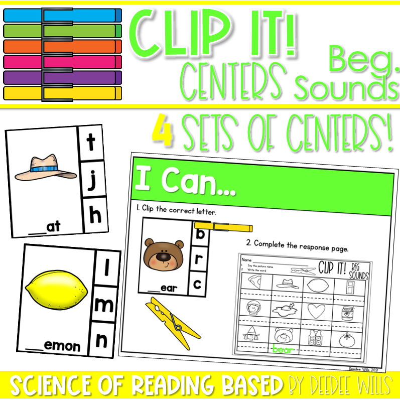 Preview of Clip It Centers Beginning Sound