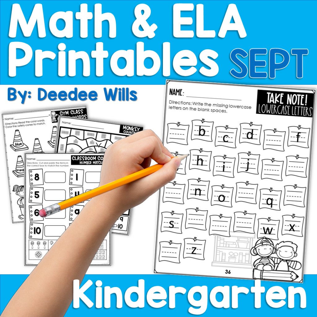 Preview of Kindergarten Math ELA Printables