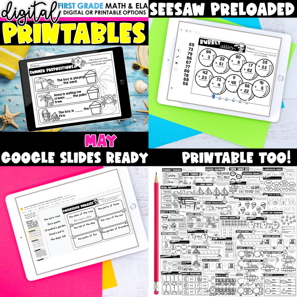 Preview of First Grade Digital Printables – May