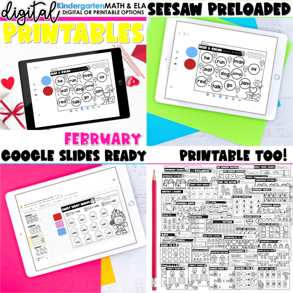 Preview of Kindergarten Printables – February