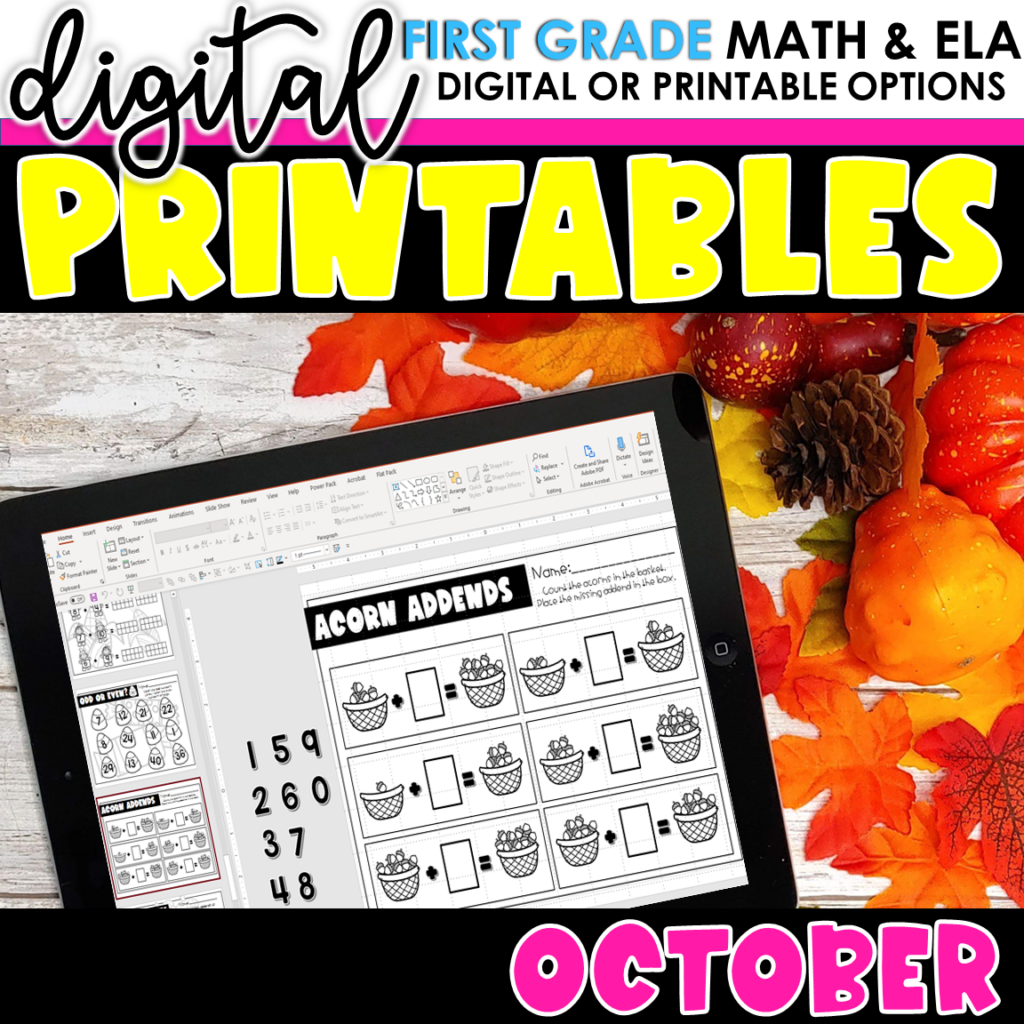 Preview of First Grade Digital Printables – October