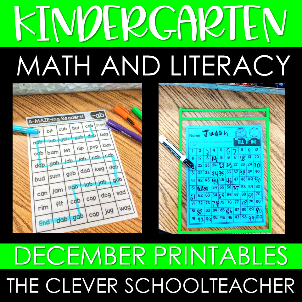 Kindergarten Math and ELA Printables