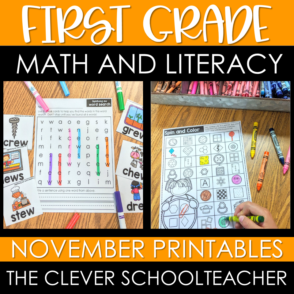 First Grade Math and ELA Printables