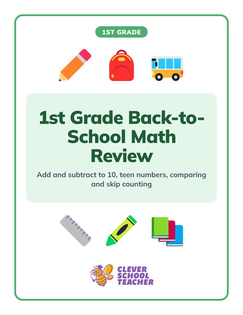 Cover of 1st Grade Back-to-School Math Review