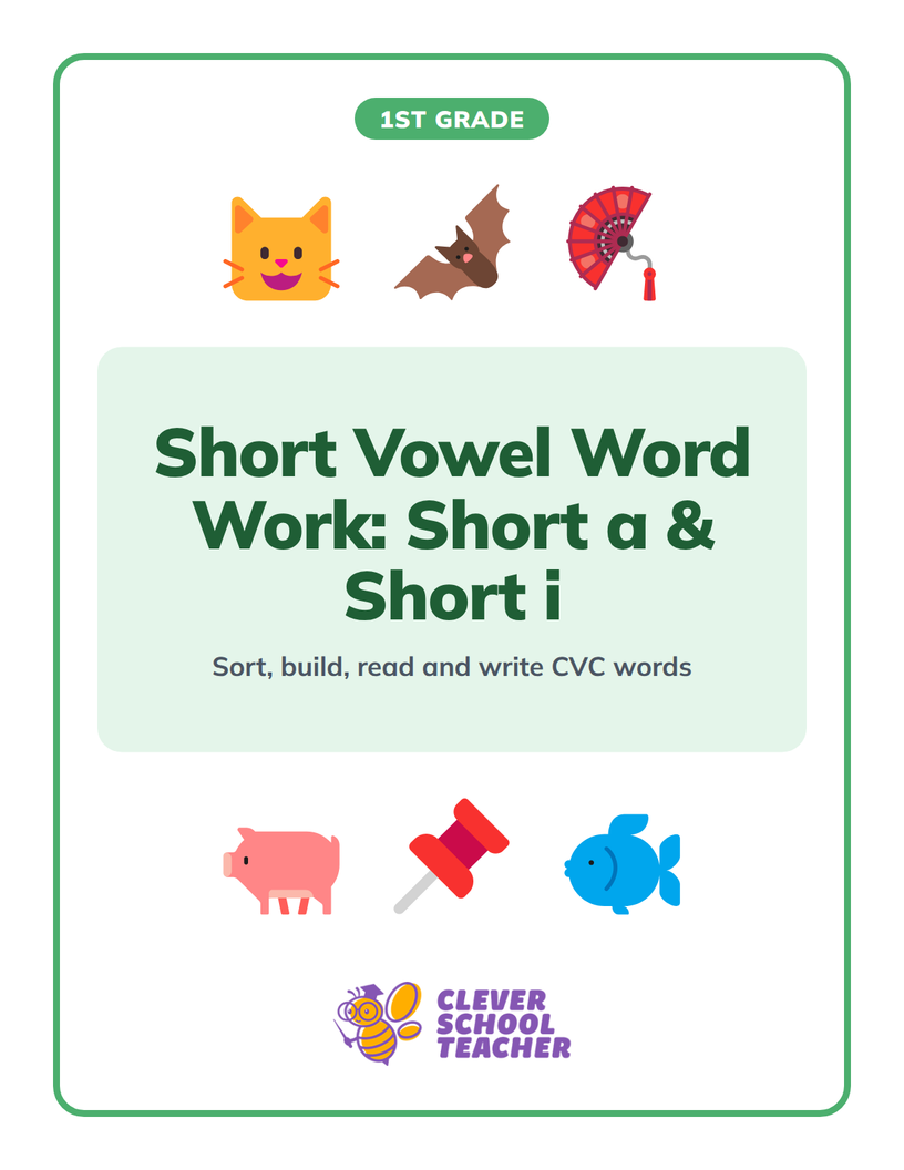 Cover of Short Vowel Word Work: Short a & Short i
