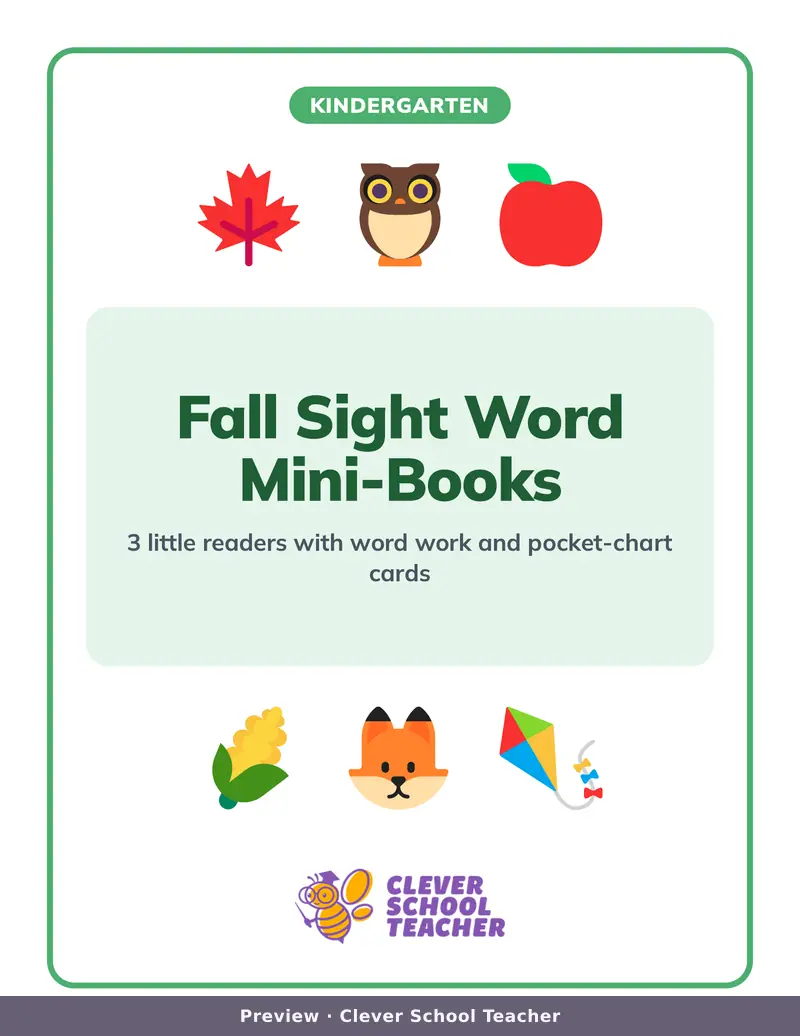 Fall Sight Word Mini-Books, Page 1 of 25